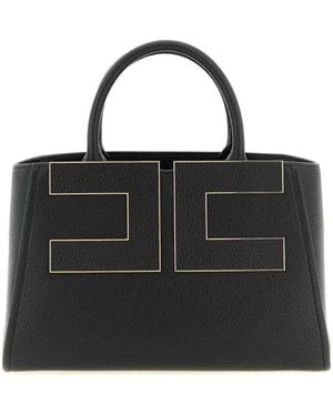 Elisabetta Franchi Maxi Logo Shopping Bag - Black