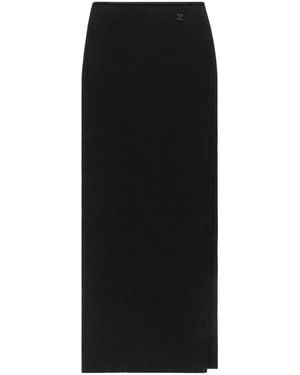 Courreges Long Ribbed Fitted Skirt - Black