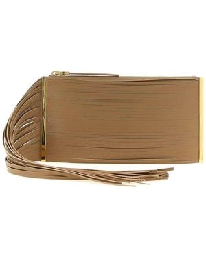 Elisabetta Franchi Fringed Clutch - Natural