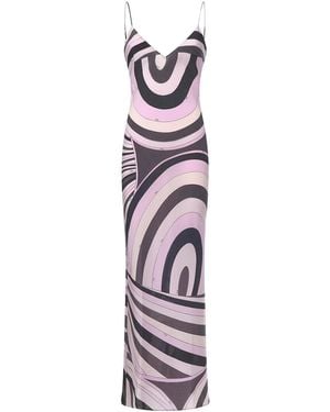 PUCCI Silk Dress With Iris Print - White