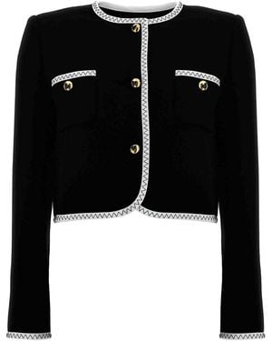 Moschino Structured Crepe Viscose Short Jacket - Black