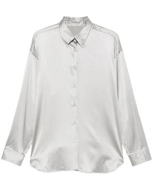 Ermanno Scervino Lustrous Silk Button-Up Shirt - White