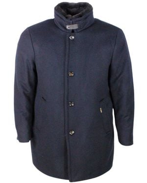 Moorer Wool Blend Coat - Blue