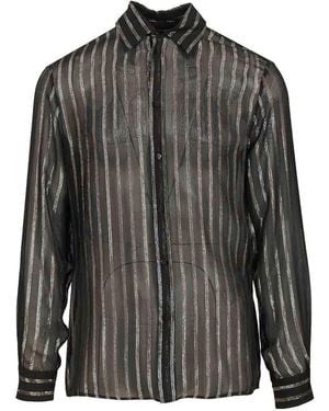 Valentino Garavani Silk And Lurex Chiffon Shirt - Black