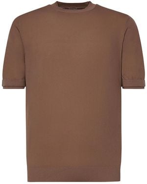 Eleventy Cotton Crew-Neck Jumper - Brown