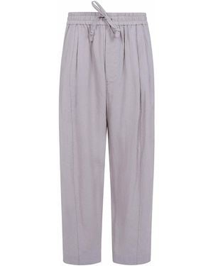 Ziggy Chen Thin Stripe Drawstring Trousers - Grey