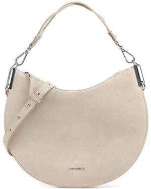 Coccinelle Sunup Medium Suede Bag - White