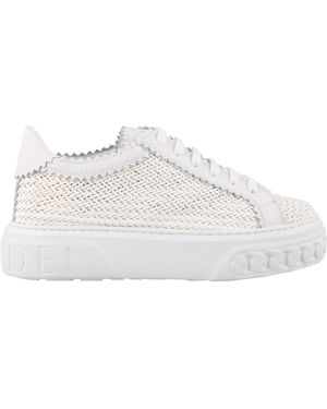 Casadei Woven Calfskin Sneakers - White