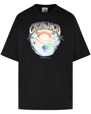 CASABLANCA Casa Airspray' Cotton T-Shirt - Black