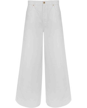 Alberta Ferretti Wide-Leg Cotton Denim Pants - White