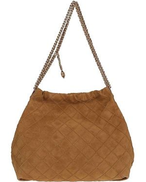 Tory Burch Fleming Suede Hobo Bag - Brown