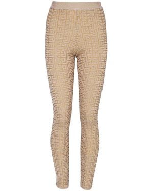 Balmain Pb Labyrinth Knit Leggings - Natural