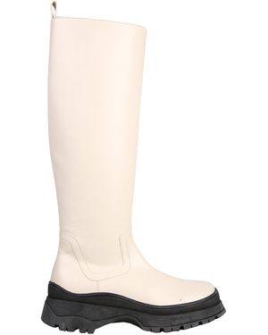 STAUD Bow Mid-Calf Boots - White