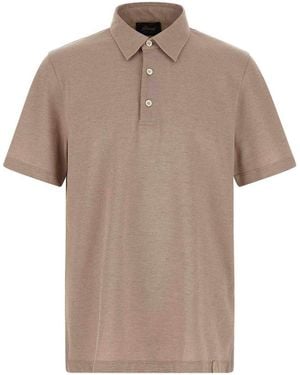 Brioni Cotton Polo Shirt - Natural