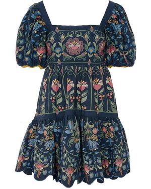 FARM Rio Mini Stitched Garden Dress - Blue