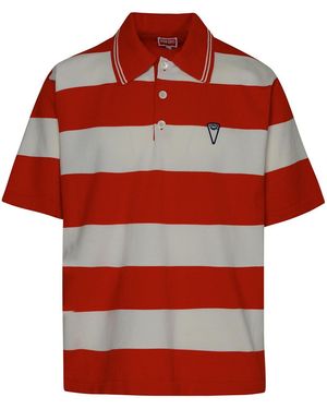 KENZO Striped Cotton Polo Shirt - Red