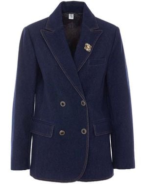 Liu Jo Double Breasted Button Jacket - Blue