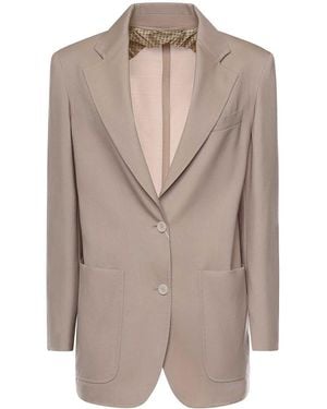 Max Mara Single-Breasted Wool Blend Blazer - Natural
