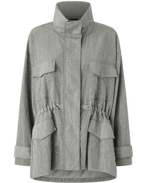 Pinko Embellished Mini Studded Technical Parka - Grey