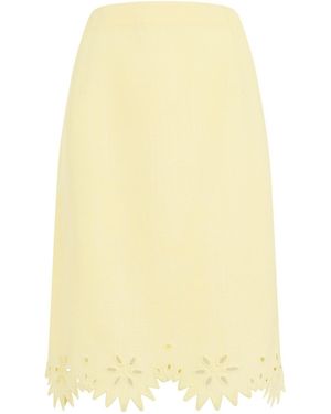 Bottega Veneta Grainy Viscose English Embroidery Skirt - Yellow