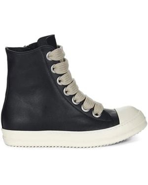 Rick Owens Jumbolace Leather Sneakers - Black