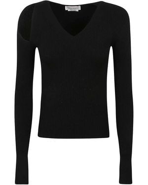 McQueen Slash V-Neck Pullover Jumper - Black