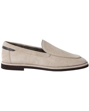Brunello Cucinelli Suede Lace Loafers - White