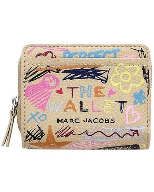 Marc Jacobs The Mini Compact Wallet Punk Scribble - White