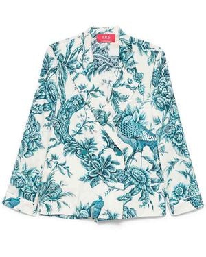 F.R.S For Restless Sleepers Printed Silk Shirt - Blue