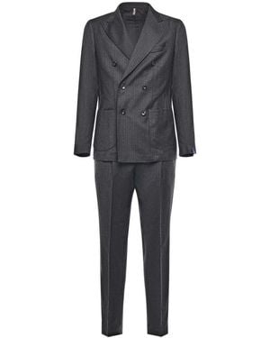Santaniello Tailored Pinstriped Wool Suit - Grey