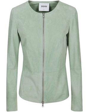 S.w.o.r.d 6.6.44 Zip Suede Jacket - Green