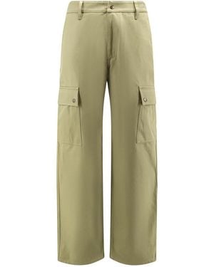 Burberry Cotton Trousers With Logo Embroidery - Green