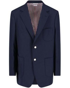 Thom Browne Single-Breasted Wool Blazer - Blue