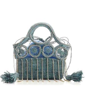 MADE FOR A WOMAN Rija Preciosa Handbag Embroidered - Blue