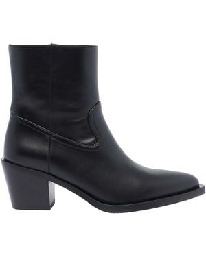Stuart Weitzman 65Mm Leather Cowboy Boots - Black