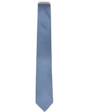 Ferragamo Printed Silk Tie - Blue