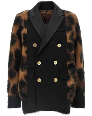 Sacai Cardigan With Double-Breasted Insert - Black
