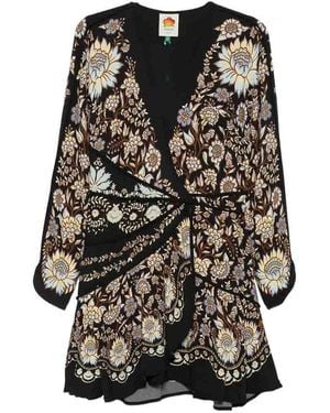 FARM Rio Daniela Floral-Print Midi Dress - Black