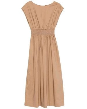Roberto Collina Elasticated Waist Cotton Midi Dress - Natural