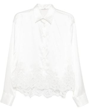 Ermanno Scervino Lace Trim Silk Shirt - White