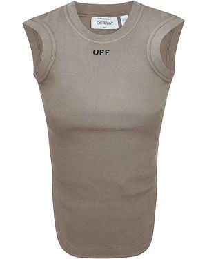 Off-White c/o Virgil Abloh Off Stamp Rib Kat Top Washed Stone - Grey