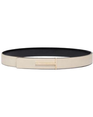 Tom Ford Leather Slim T Belt - White