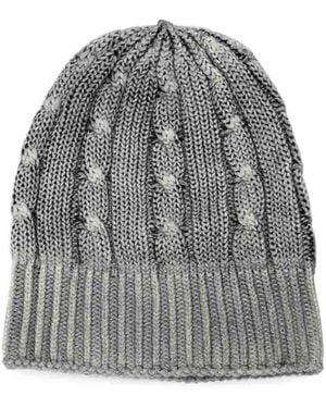Avant Toi Hand Painted Cashmere Braided And Ribbed Hat - Grey