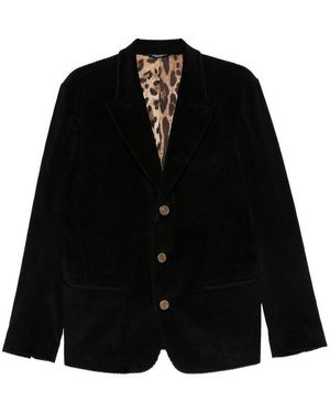 Dolce & Gabbana Ribbed Blazer - Black