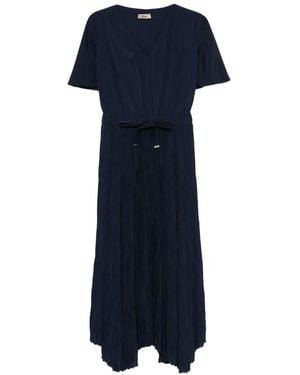 Herno Pleated Skirt Midi Dress - Blue