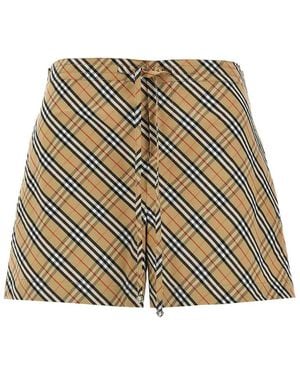 Burberry Check Shorts - White
