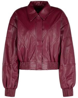 ROTATE BIRGER CHRISTENSEN Burgundy Polyester Bomber Jacket - Red