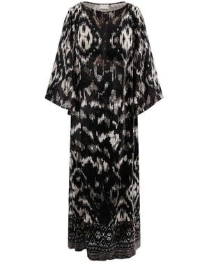 Pierre Louis Mascia Long Jacquard Velvet Dress - Black