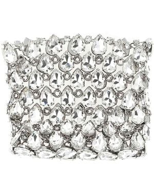 Self-Portrait Crystal Chainmail Mini Clutch - White