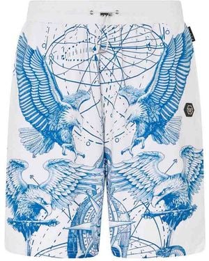 Philipp Plein Bermuda Shorts With Pattern - Blue